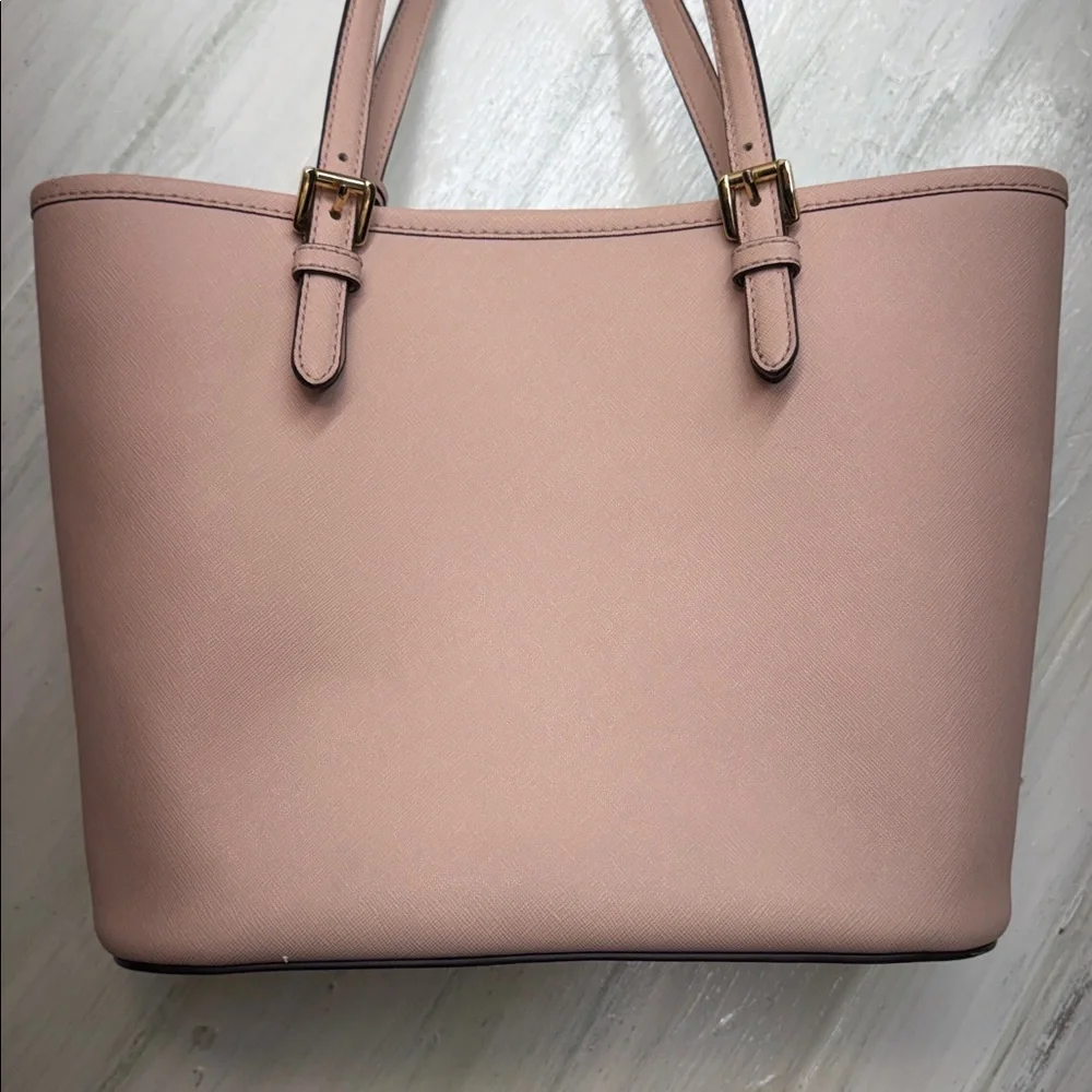 Michael Kors Jet Set Medium Saffiano Leather Pocket Tote Bag Soft Pink - Picture 7 of 16
